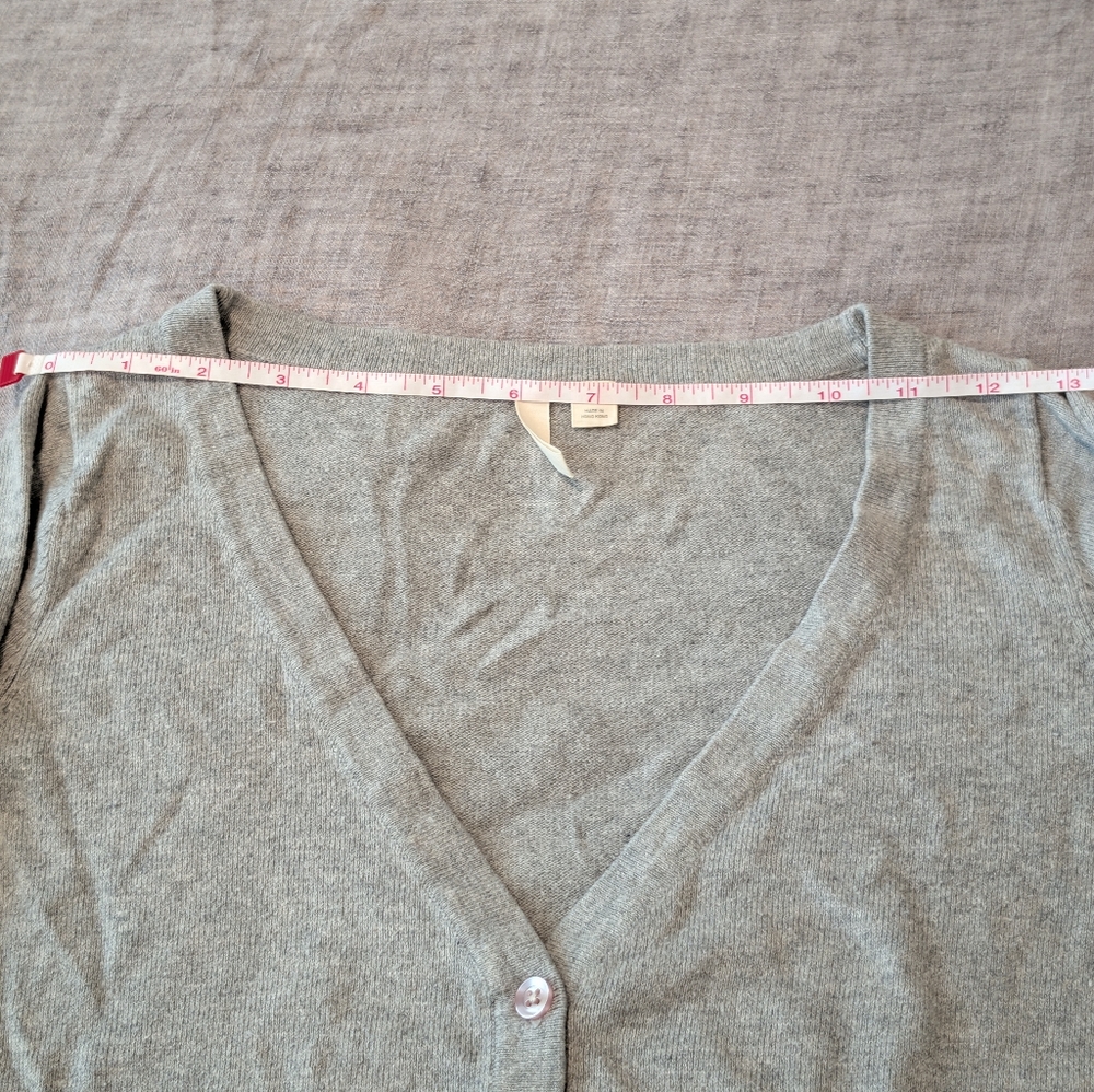 Frenchi Longline V-Neck Button-Up Cardigan Light Gray Size S - Picture 5 of 10